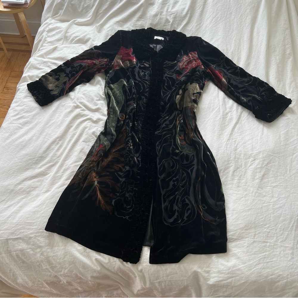 vintage 90s/y2k velvet/silk duster coat